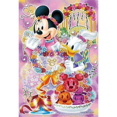日本正版拼圖 迪士尼  米妮 蕾西 下午茶 餅乾 花 204片迷你絕版拼圖，98-643