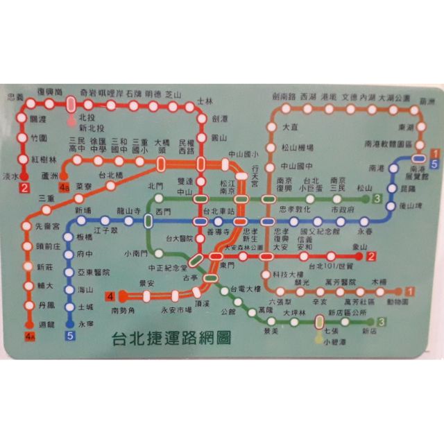 台北捷運路網圖悠遊卡 綠