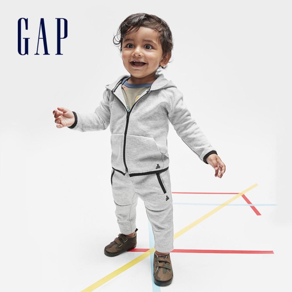 Gap 嬰兒裝 抽繩鬆緊短褲-灰色(615720)