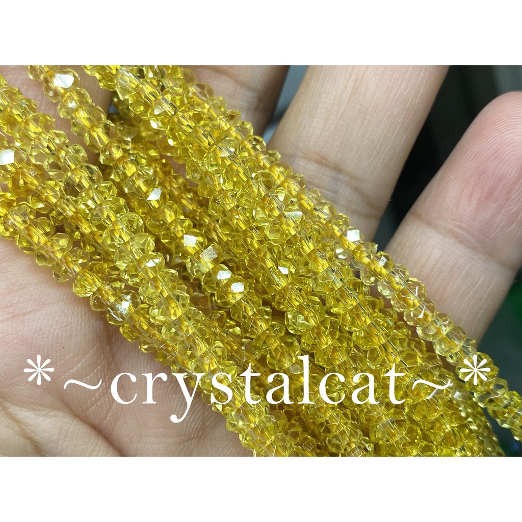 ＊~水晶貓手創，天然黃水晶隔珠，5～5.5mm*3-3.5mm單顆