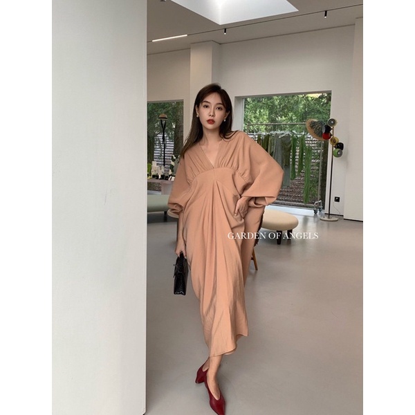 全新轉賣 時髦剪裁 肉桂色 洋裝 孕婦友善款