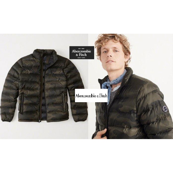 A&amp;F Abercrombie&amp;Fitch Packable Puffer 輕量羽絨保暖立領外套-迷彩