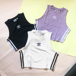 Adidas Crop Top 黑白 白黑 紫白 短版 辣妹 運動背心 女 兄弟象啦啦隊峮峮 CY4745 DOT聚點