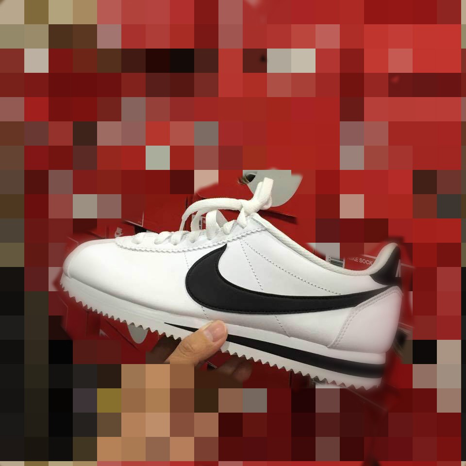 「Parody」Nike Wmns classic cortez 白底 黑勾 阿甘 黑屁股 807471-101