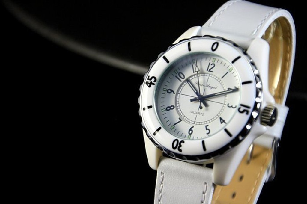 168錶帶配件 /巴黎天使paris angel法國J12時尚造型,真皮錶帶白色戀人防水石英錶18mm
