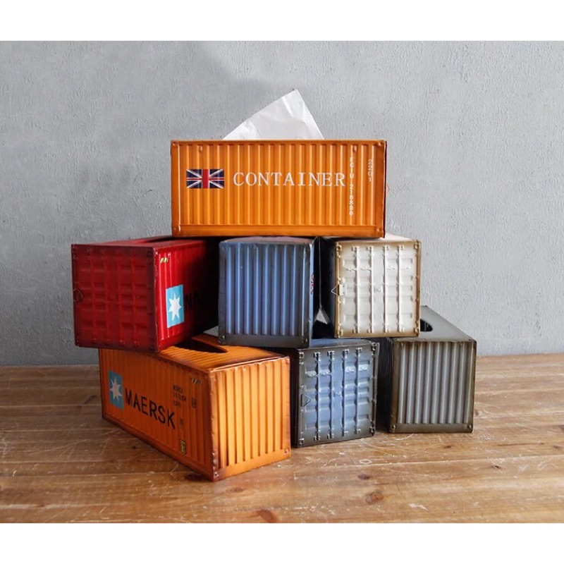 開立發票 Loft工業風 貨櫃面紙盒 貨櫃紙巾盒 復古工業風 貨櫃抽紙盒