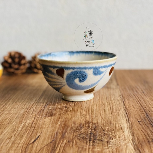 小糖瓷⎥日本製 [Brush Blue] 陶作手捏感輕量刷色日式飯碗