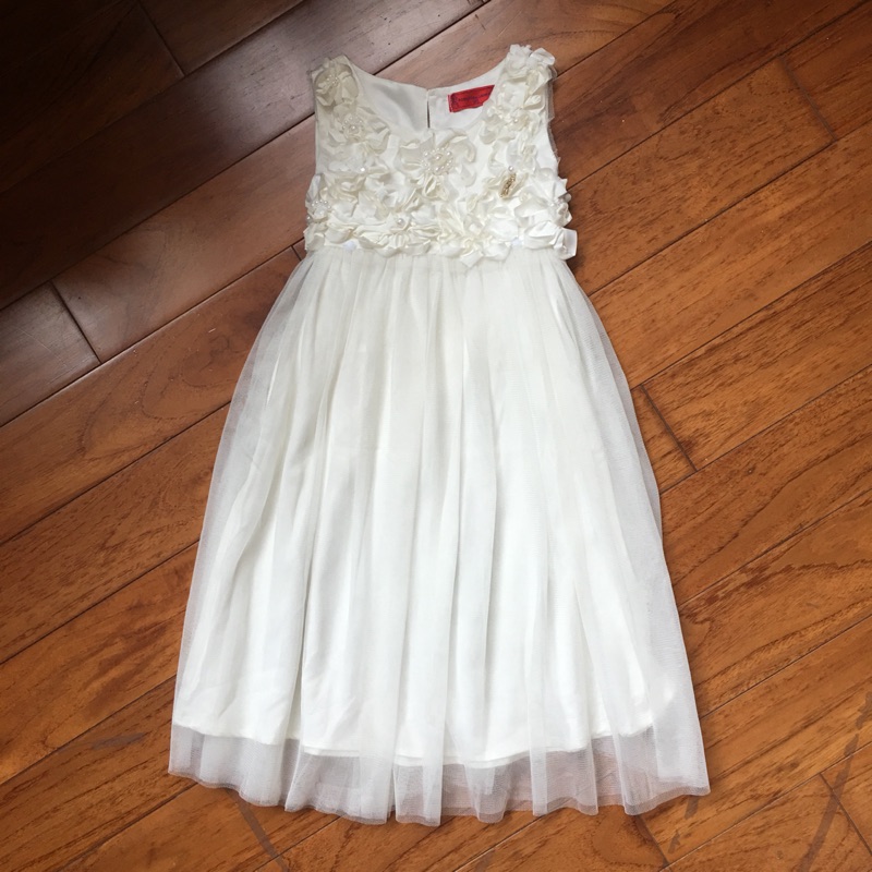 Roberta di Camerino諾貝達 白色玫瑰花紗裙背心洋裝 85cm 花童 禮服