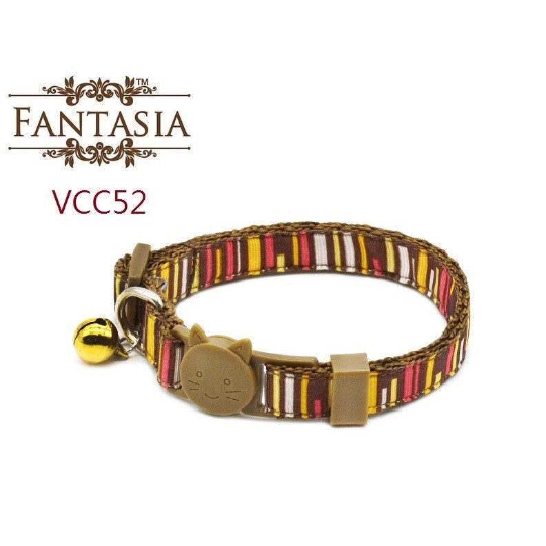范特西亞 Fantasia【VCC52】成貓安全項圈(S)不規則直線條 安全插扣 防勒 貓項圈 鈴鐺