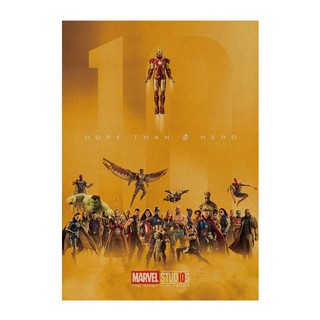MARVEL 漫威10週年 超級英雄大集合 黃金版 復古海報 牛皮紙海報 店面裝飾 壁貼 A46