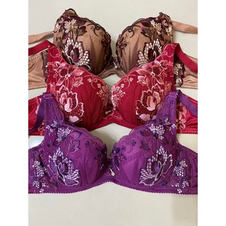 華歌爾 莎露 Salute 刺繡蕾絲 精緻內衣 專櫃內衣 紫色 紅色 咖啡 C70 D70 C75 新增鋅纖維 深V包覆