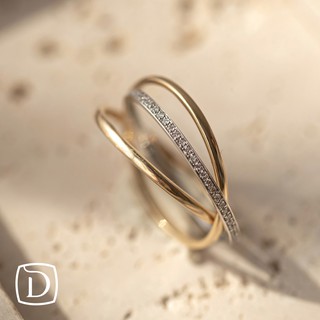 【 Dahlia 】14K三環細緻鑽石戒指 輕珠寶 真鑽 戒指K金