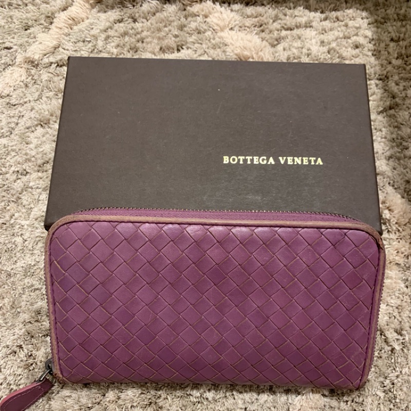 二手 BV (BOTTEGA VENETA) 正品/編織紫藕色長夾