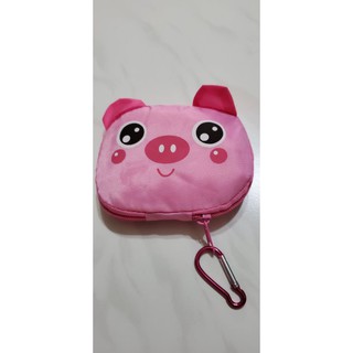 三種動物款式折疊購物袋 附掛勾 粉紅豬 青蛙造型 寵物狗造型 質料很好 一個150元