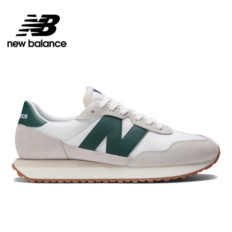 [New balance] 237 男女休閒運動鞋 白綠 超好看 MS237RF《曼哈頓運動休閒館》