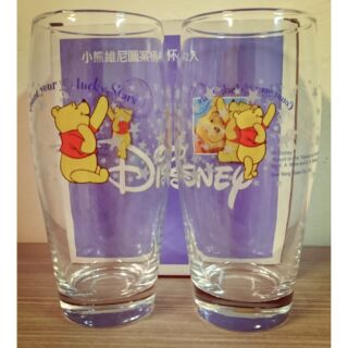迪士尼 Disney 小熊維尼 pooh 對杯 水杯 玻璃杯 桶杯