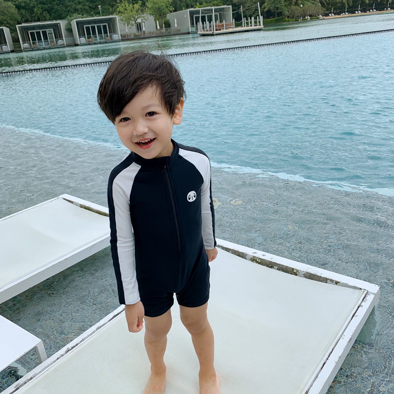 ??Childhood?? 韓國兒童泳衣 男童長袖 防曬速乾 連身 溫泉 男寶寶 嬰兒 帥氣 中兒童泳衣防曬