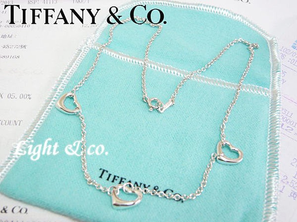 【Light &amp; co.】專櫃真品已送洗 Tiffany  純銀 三 愛心 項鍊 心型 open heart