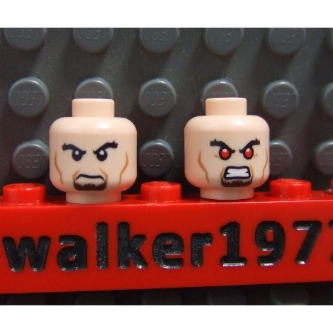 【積木2010-人偶頭】Lego樂高-全新 人頭449 山羊鬍正經/紅眼發怒 雙面人頭 (超人系列-薩德將軍人頭)