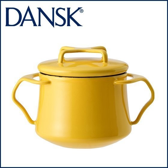 Mougins-日本帶回 DANSK 19oz 迷你小雙耳琺瑯鍋附蓋 560ml 黃色 現貨 正規品特惠價