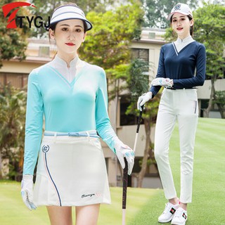 TTYGJ GOLF 春夏季高爾夫服裝 女士長袖T恤衫防曬衣透氣清爽運動休閑上衣球服 女生上衣