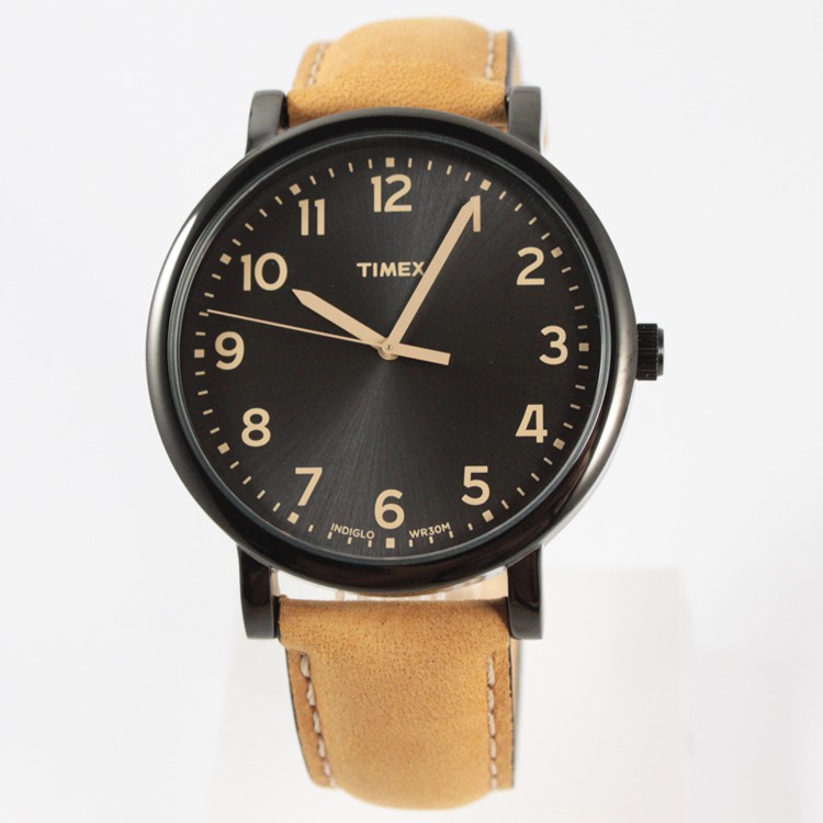 萬年鐘錶TIMEX INDIGLO冷光面板經典復刻皮帶錶黑錶面咖啡皮帶41mm T2N677 | 蝦皮購物