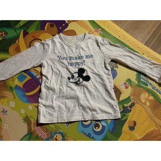 二手uniqlo baby 3yDisney白色長袖上衣100cm（編號14-526）
