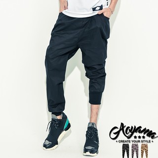 AOYAMA 夏季休閒路跑風Jogging Pants寬鬆版型縮口褲【X80751】束口褲 休閒長褲 飛鼠褲