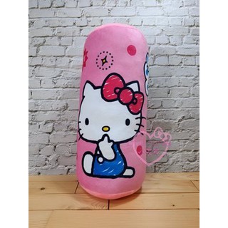 ♥小公主日本精品♥HelloKitty點心粉色側姿坐姿塗鴉小圓筒抱枕絨毛靠墊枕頭12352906
