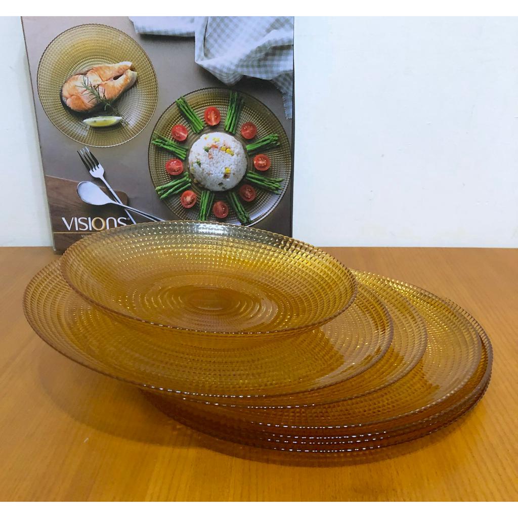 美國康寧 CORNING  Generation琥珀色 餐盤 盤子 10.5吋/8.5吋+晶彩雙耳碗 540ml 共8件