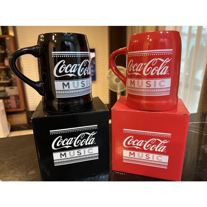 coca-cola可口可樂music限量馬克杯高質感行家收藏組/黑紅二色雙杯組不分售