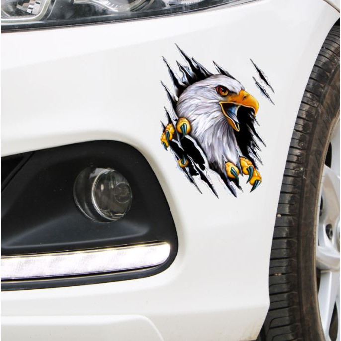 沛恩精品 撕裂老鷹3D車貼 劃痕遮擋 卡通創意車身汽車拉花貼紙 個性車貼 MAZADA TOYOTA HONDA CRV