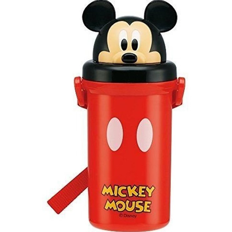迪士尼 Disney 米奇造型彈跳吸管水壺500ml  附揹繩 (出清商品)