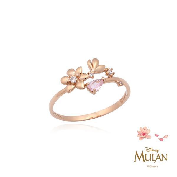 韓國代購Korea_90 shop 人氣飾品LLOYD 迪士尼公主系列連名款  花木蘭玫瑰金花朵蝴蝶造型鑽飾戒指
