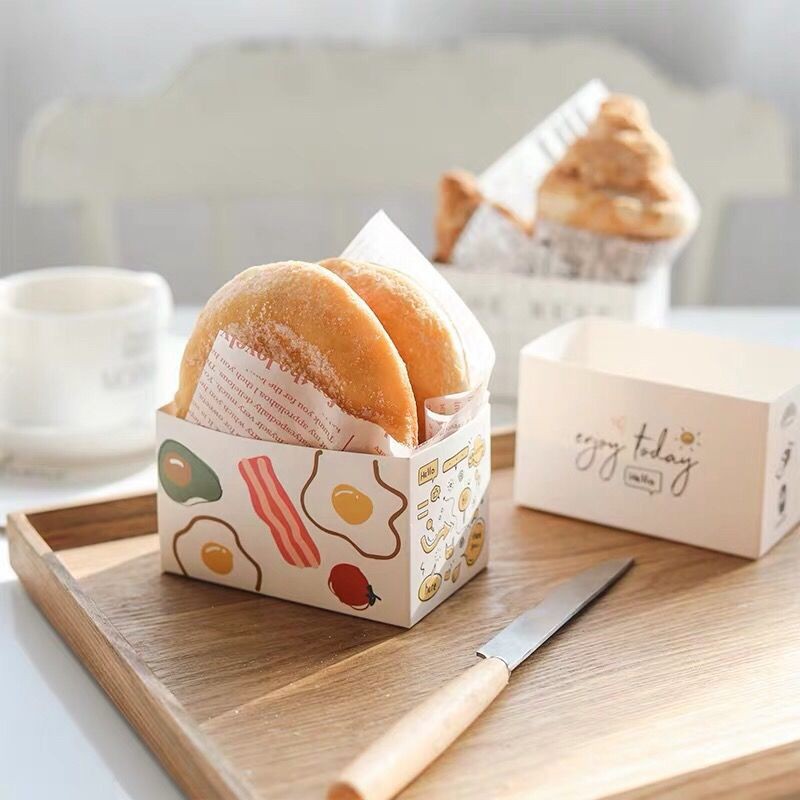 [小白小鋪]韓國網紅三明治包裝紙厚蛋吐司面包早餐打包盒子漢堡油紙紙托紙盒