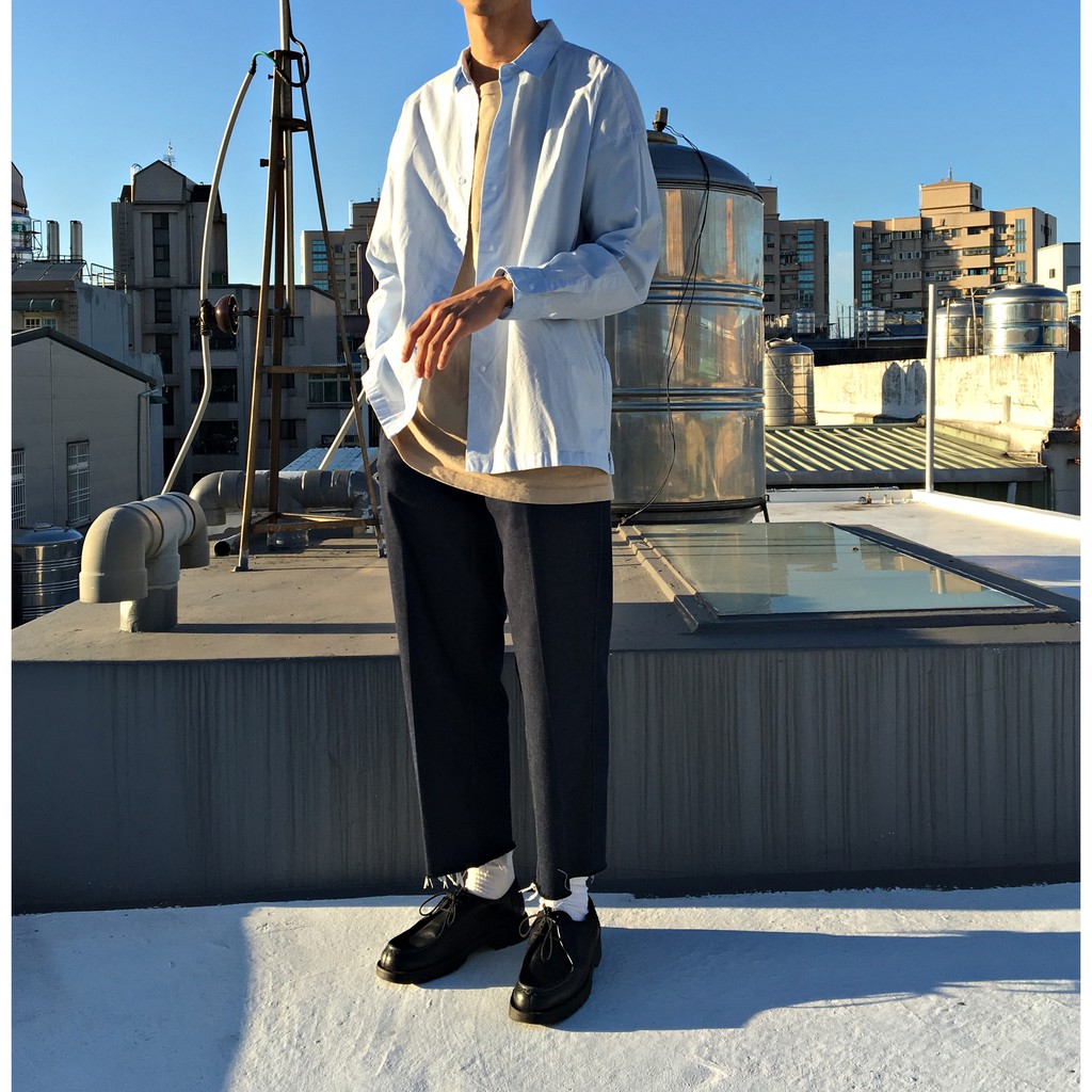 【二手】YU SELECT-優選 monkey time  M號 淡藍色寬版壓釦長袖襯衫