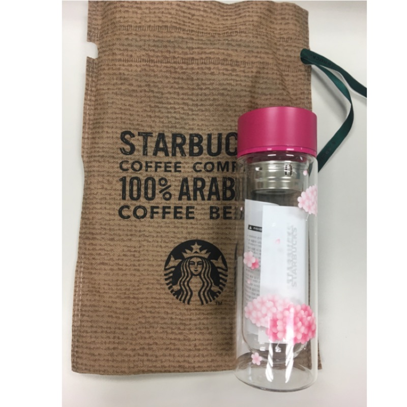 2019 韓國購入 星巴克Starbucks 限量版櫻花款隨身透明玻璃杯