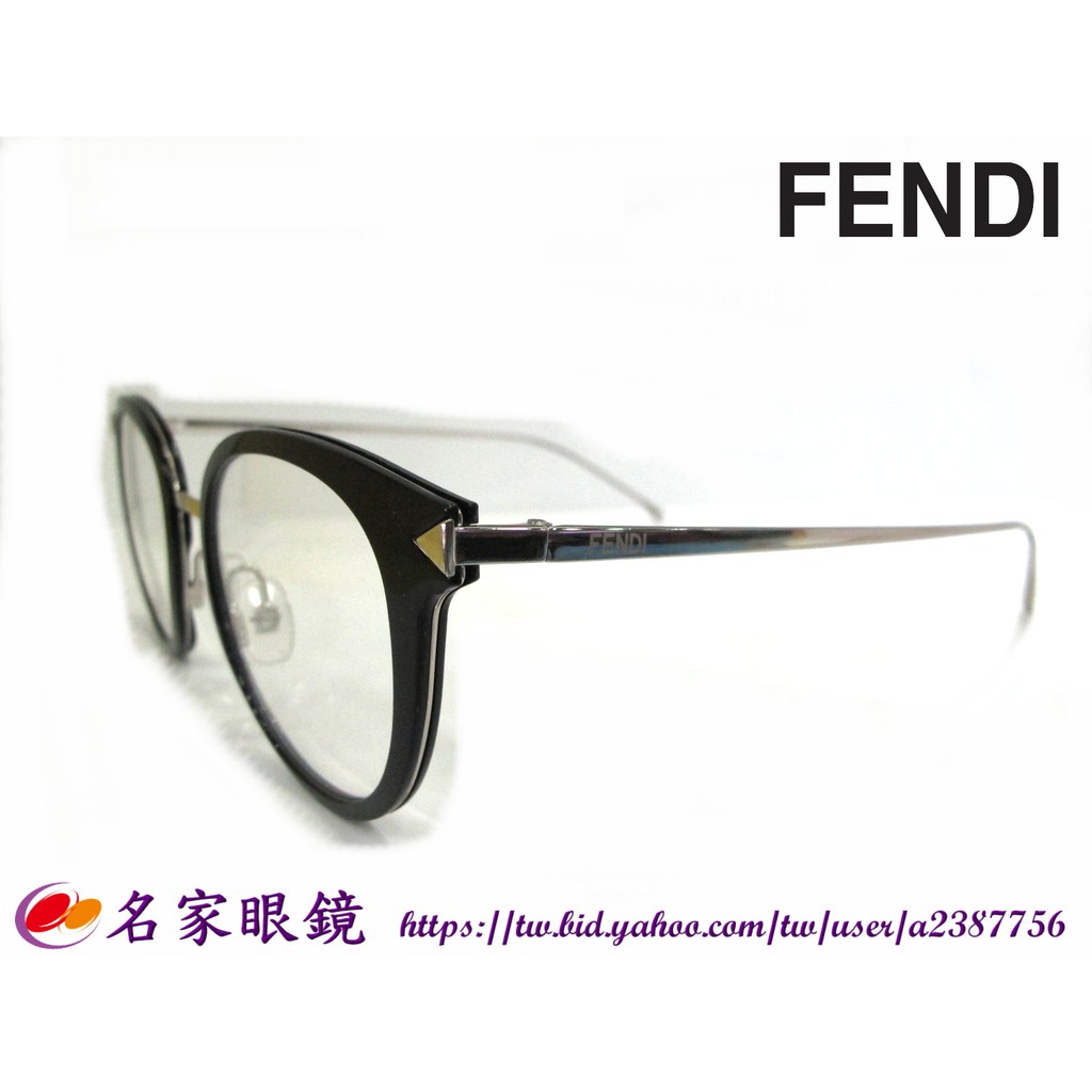 《名家眼鏡》FENDI復古圓框黑框銀色鏡腳光學膠框FF0166 RMG 【台南成大店 】