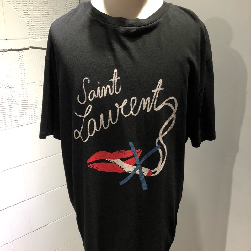 Saint Laurent 禁煙logo黑色短袖T恤 尺寸：L