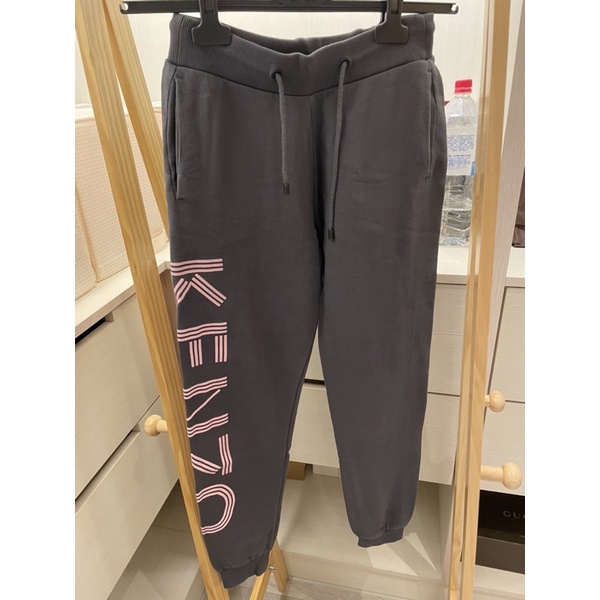 Kenzo灰色+粉色logo棉褲
