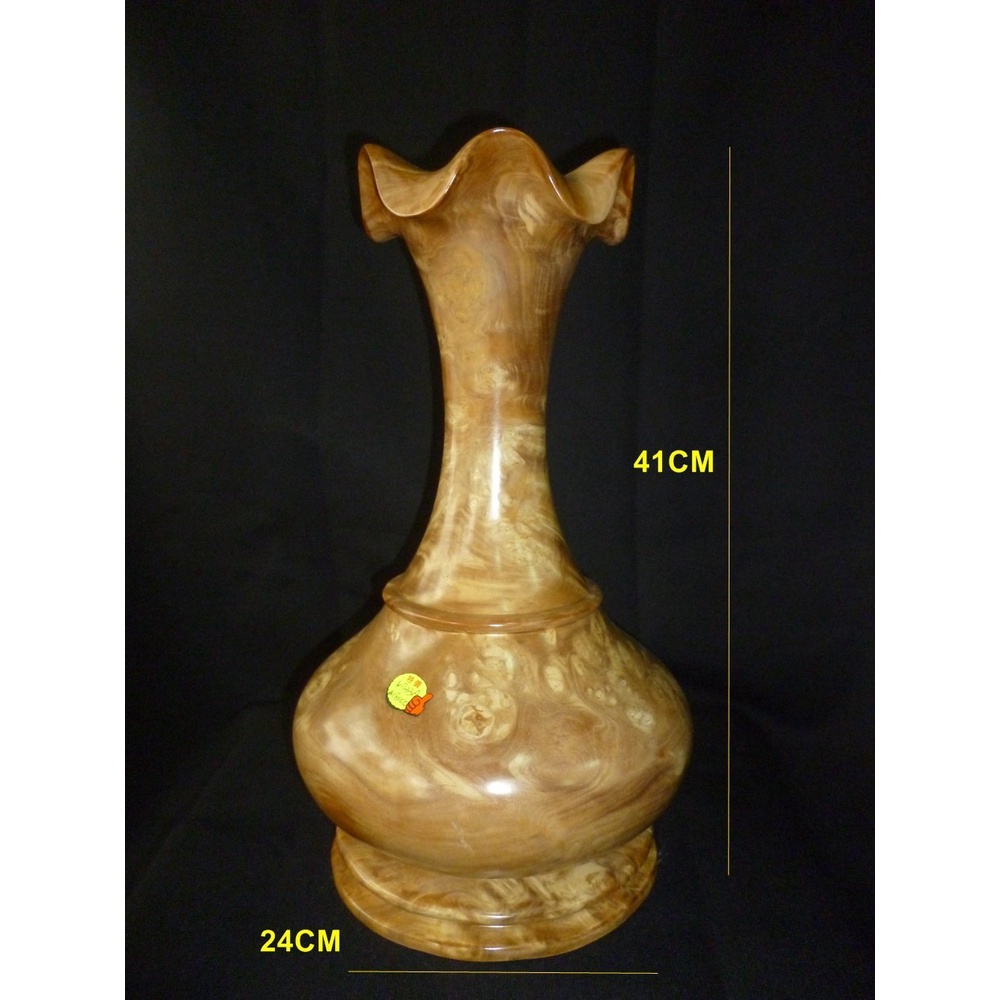 ((福源居獨一無二))#K733A黃金樟荷葉花瓶，超級古董收藏品!非檜木/牛樟/龍柏/肖楠/沉香