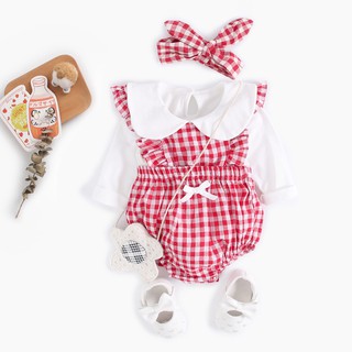 Sanlutoz 公主可愛風 格紋寶寶包屁衣+棉質T卹嬰幼兒套裝兩件套 時尚休閒