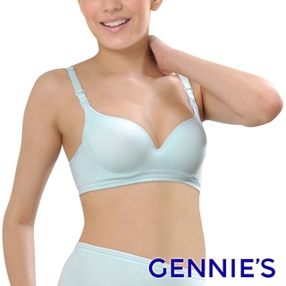 【Gennies 奇妮】One piece系列 一體成型軟鋼圈無痕舒適哺乳內衣-水藍(GA12)
