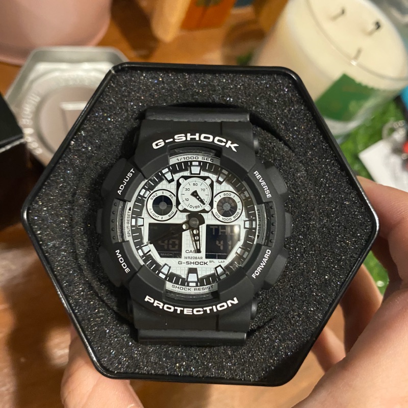 G-SHOCK GA-100BW-1A 黑色腕錶 附免費更換原廠電池