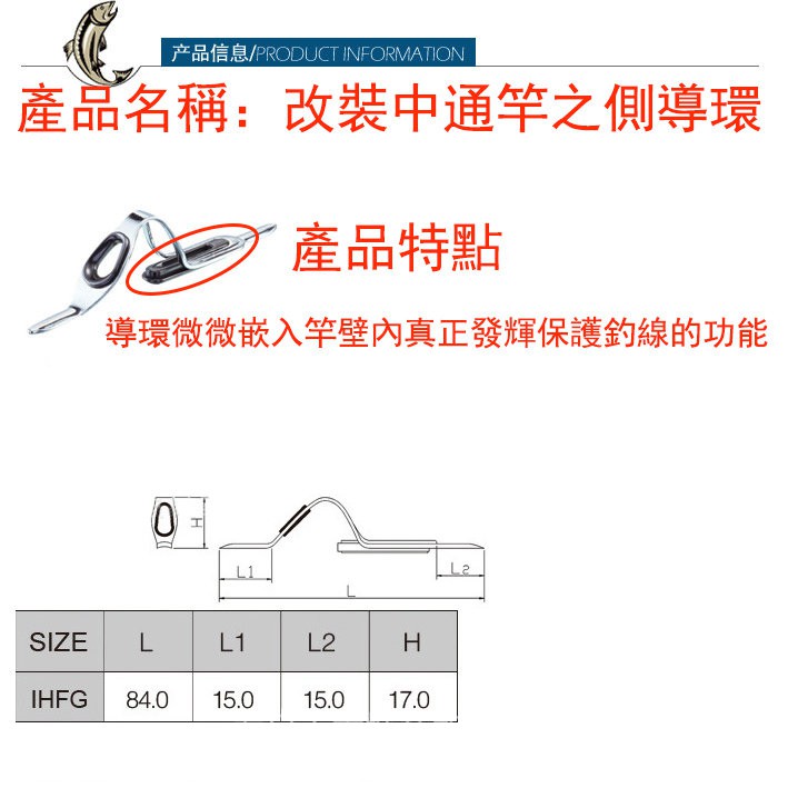 花小錢釣大魚【中通竿改裝專用 側導線環】改裝中通 磯釣竿 前打竿 遠投竿 必備側導環