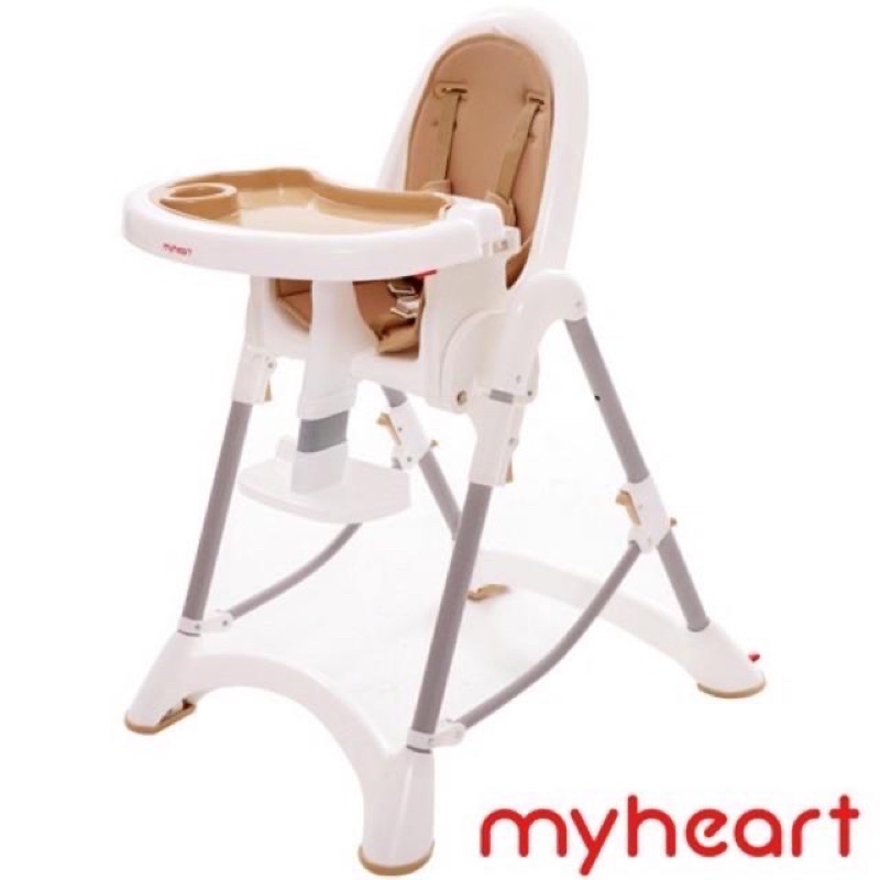 🦐蝦皮最便宜✨近全新✨Myheart 折疊式兒童安全餐椅（布朗棕）贈小餐盤