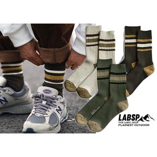 Image of 【LABSP】 美式復古襪 Vintage socks 戶外OUTDOOR 休閒露營 三條槓條紋襪 精梳棉 襪子 中筒襪