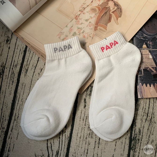 PAPPA WOCKS 純白休閒厚磅襪 買5送2 女 台灣製 精梳純棉 厚襪子 中短襪 短襪女 字母襪 休閒襪 白色襪子