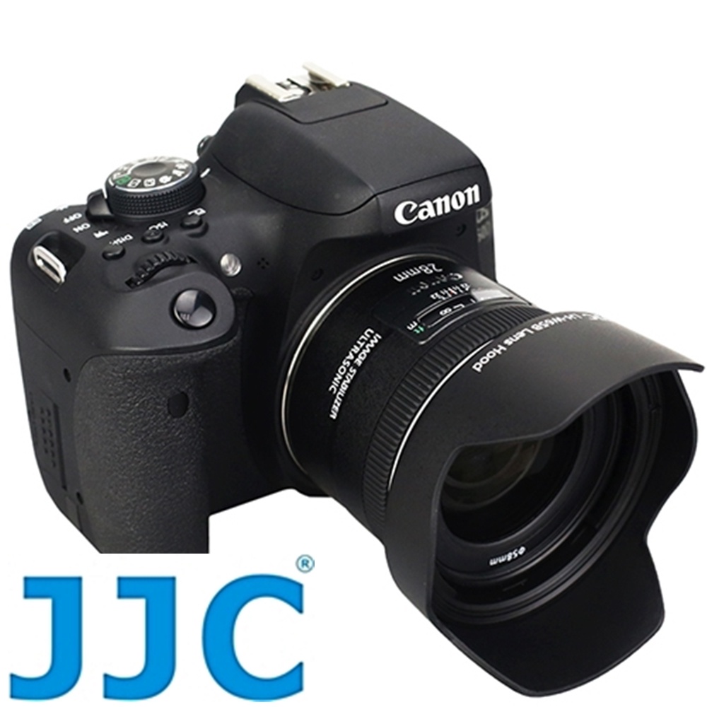 我愛買JJC佳能Canon副廠遮光罩EW-65B遮光罩LH-W65B適EF 24mm 28mm f/2.8 IS USM