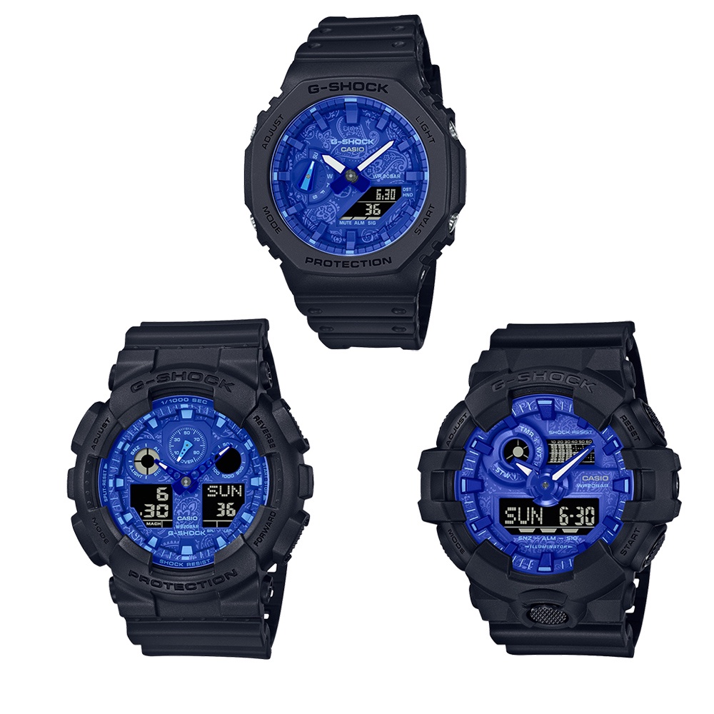 CASIO 卡西歐G-SHOCK系列藍白變形蟲電子錶(GA-100BP-1A)
